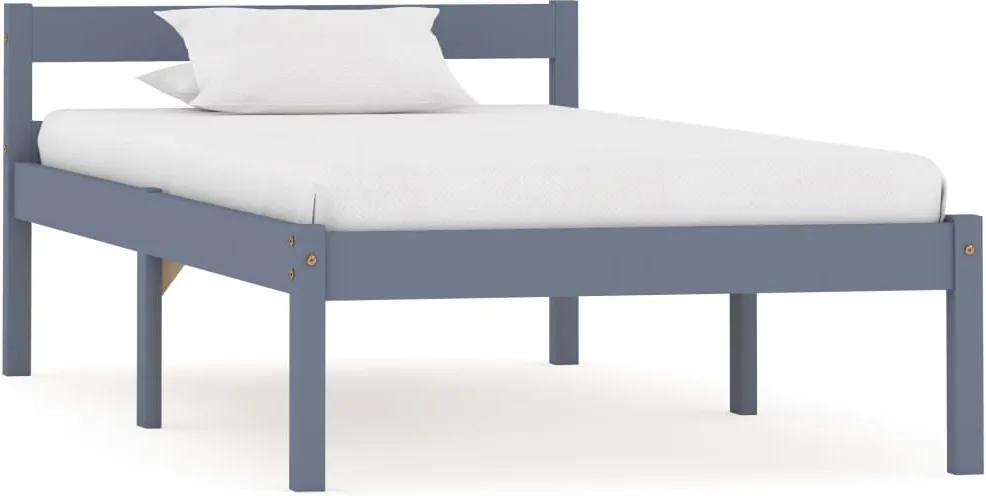 Estrutura de cama 90x200 cm madeira pinho maciço cinzento