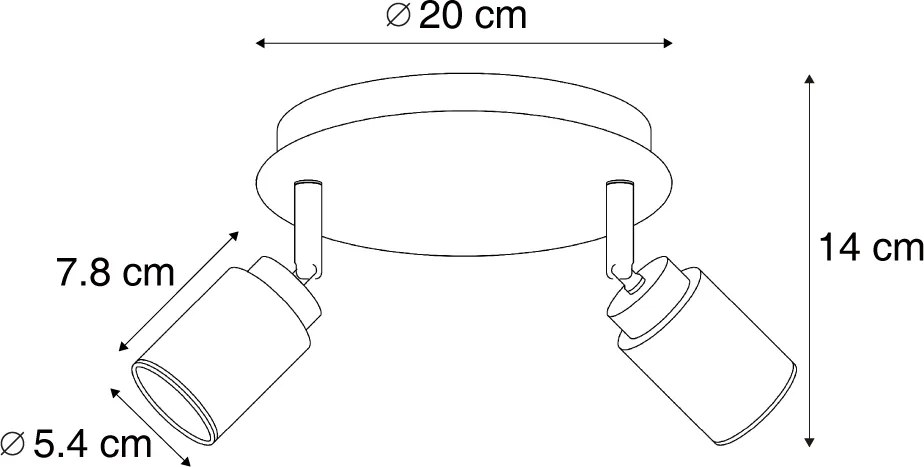 Foco de casa de banho moderno bege 2 luzes IP44 - Ducha