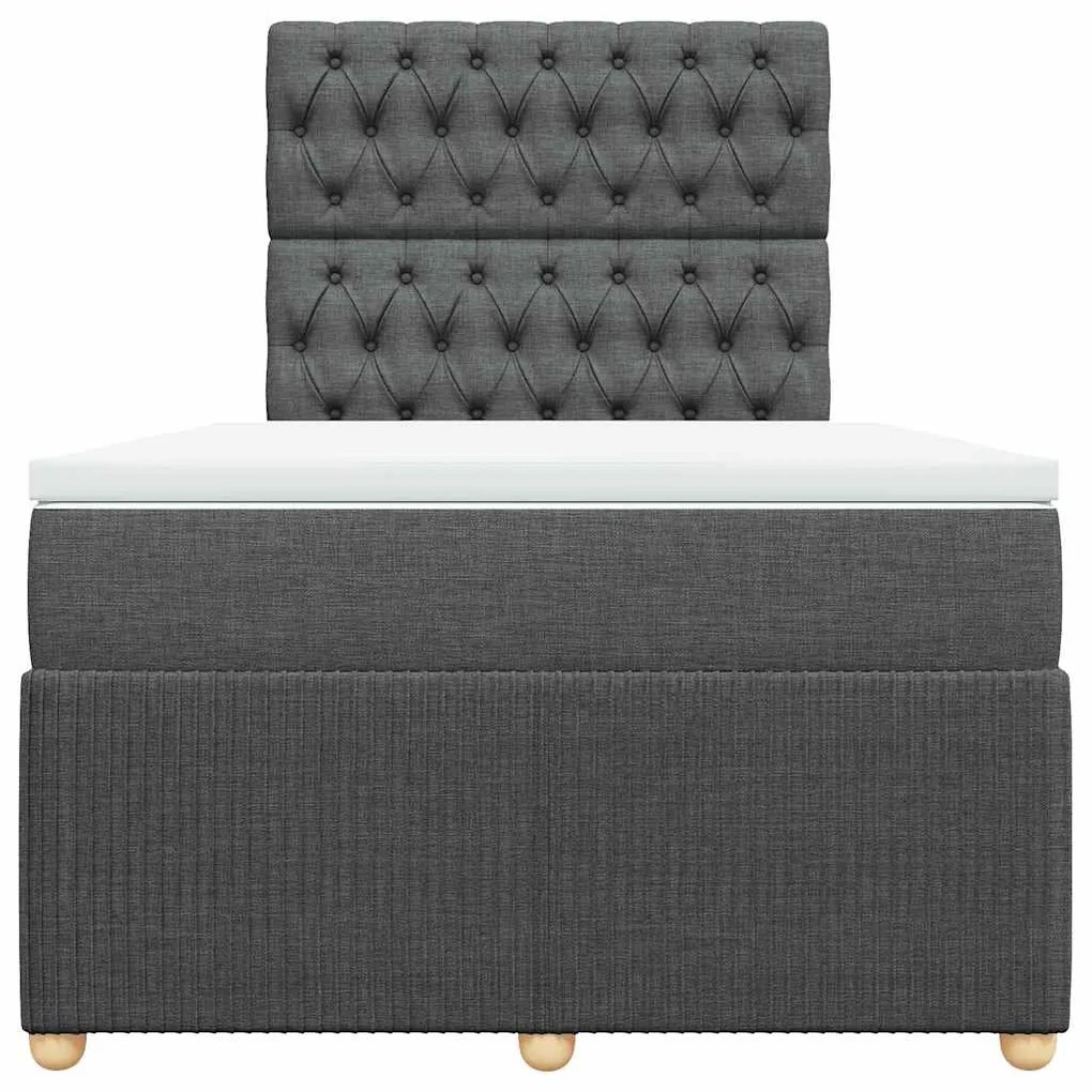 Cama boxspring com colchão 120x190 cm tecido cinzento-escuro