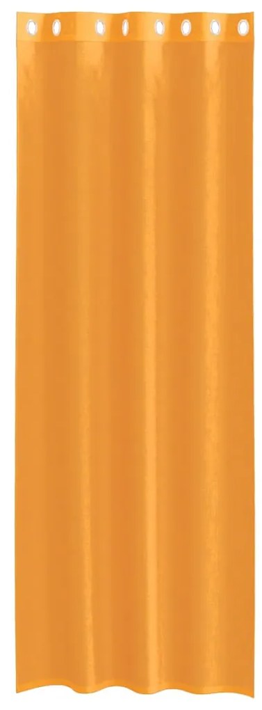 Cortinas de voile com ilhós 2 pcs laranja 140x300 cm