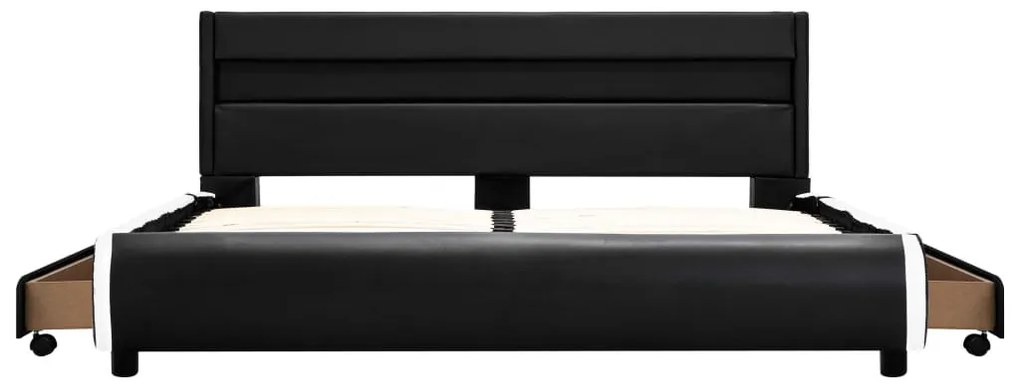 Estrutura de cama com LED 140x200 cm couro artificial preto