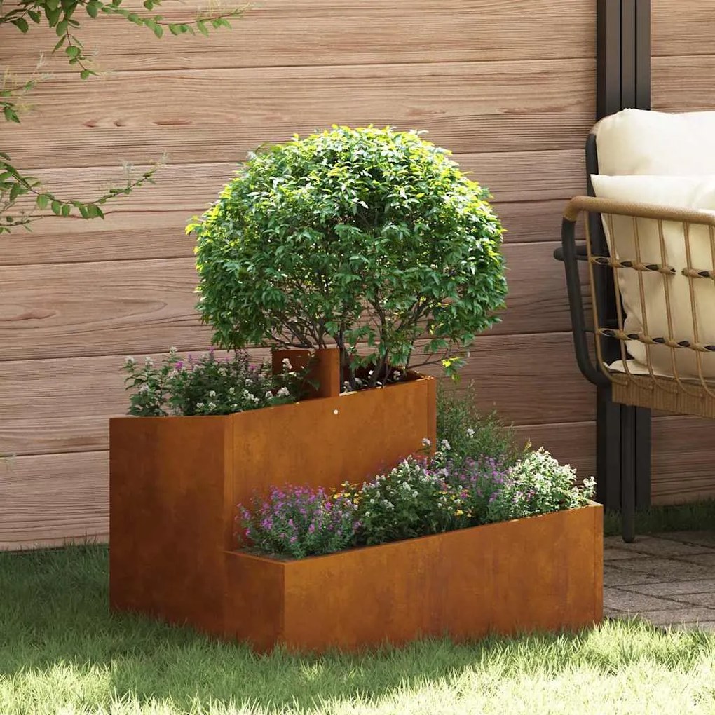 vidaXL Vaso de Jardim Castanho 60 x 60 x 50 cm Aço corten