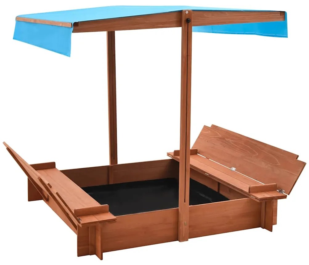 vidaXL Caixa de areia com teto 122x120x123 cm madeira de abeto