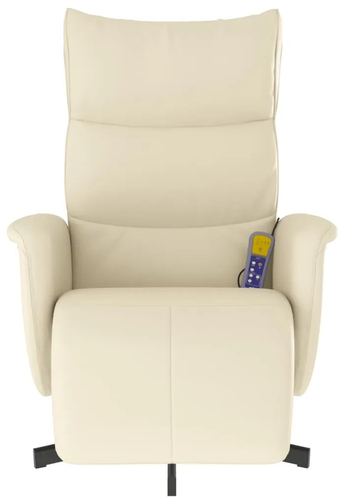 Cadeira massagens reclinável c/apoio pés couro artificial creme