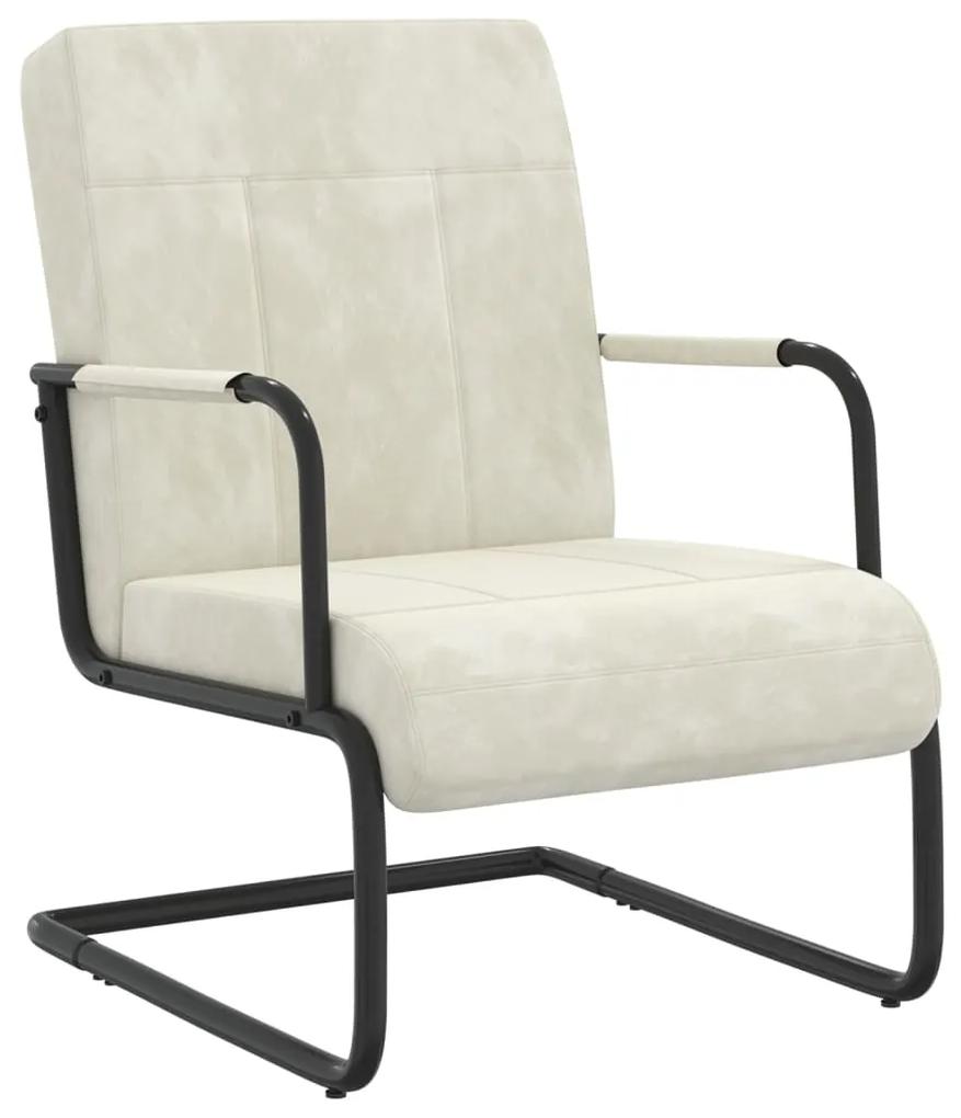 325797 vidaXL Cadeira cantilever veludo branco nata
