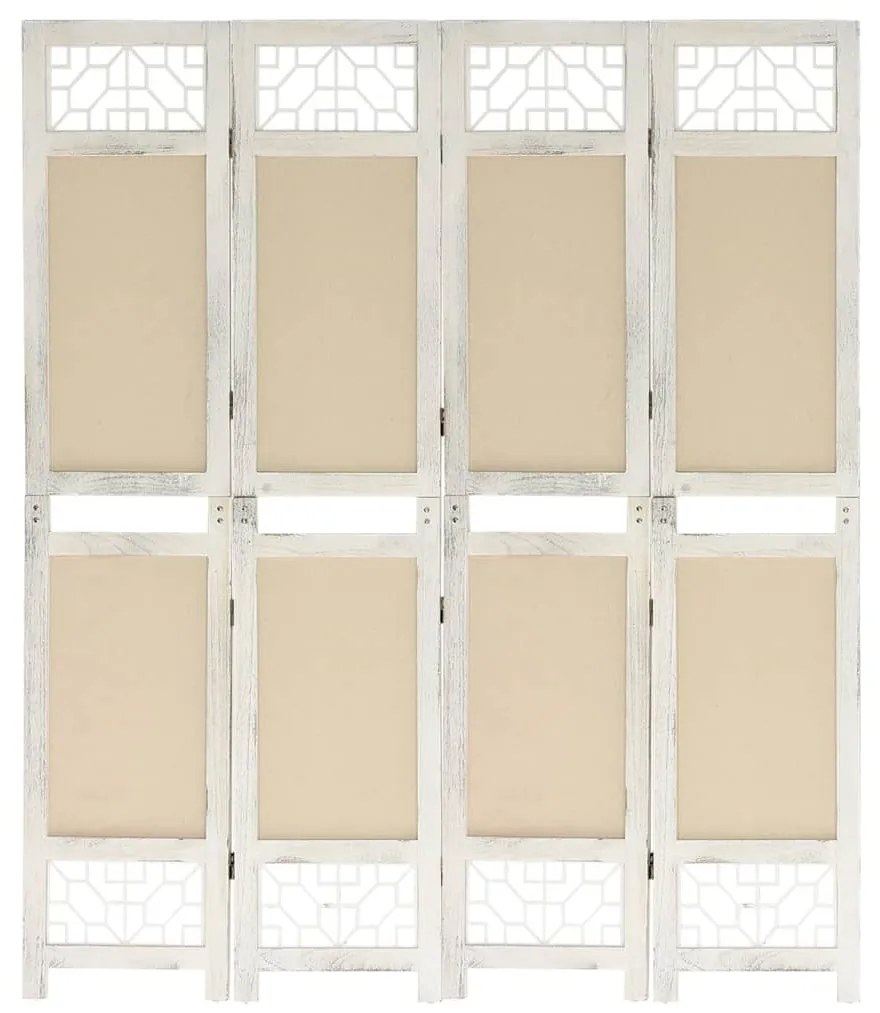 338559 vidaXL Biombo com 4 painéis 140x165 cm tecido cor creme