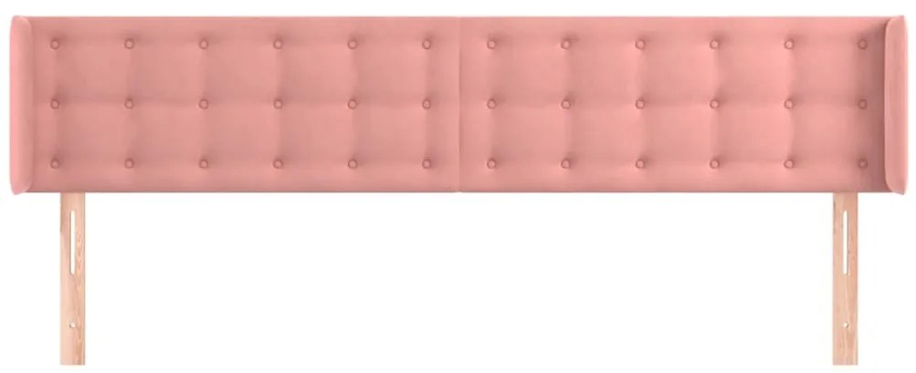 Cabeceira de cama c/ abas veludo 163x16x78/88 cm rosa