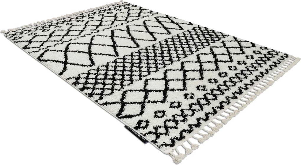 Tapete PROMO BERBER SAFI N9040 branco/preto Franjas berbere marroquino shaggy