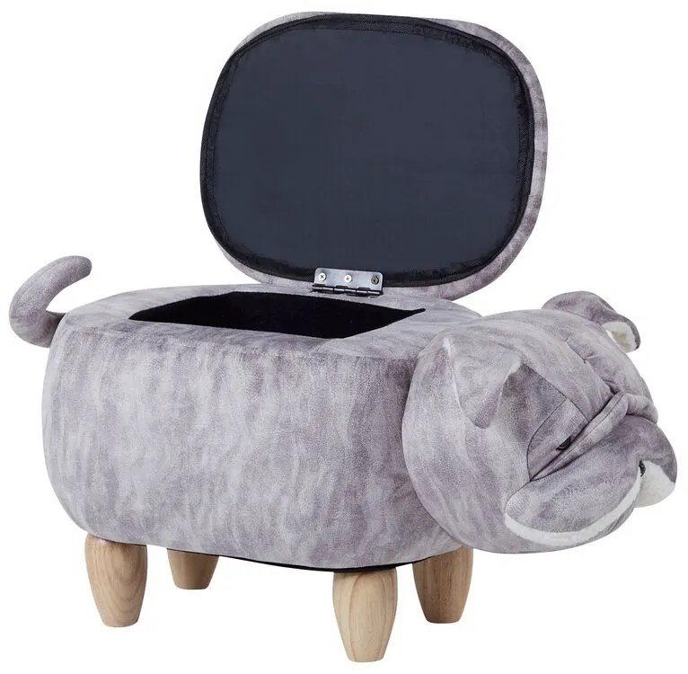 Tamborete em veludo cinzento PUG Beliani