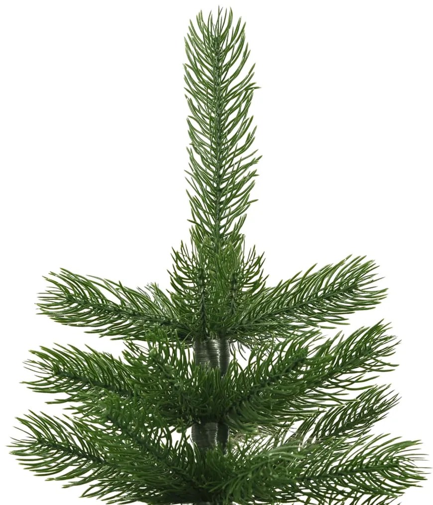 Árvore de Natal artificial fina com suporte PE 210 cm