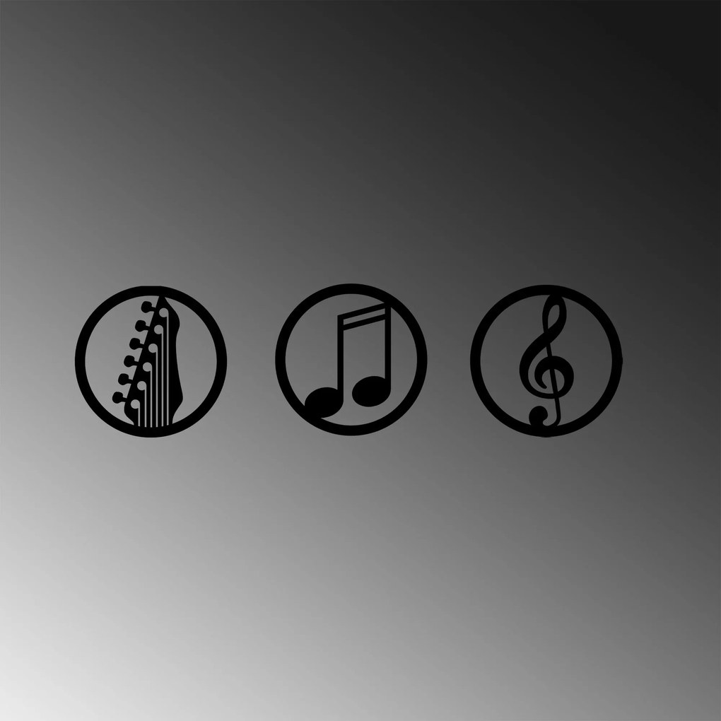 Acessório Decorativo de Parede Just Music – Preto – 25 cm (3 Peças)