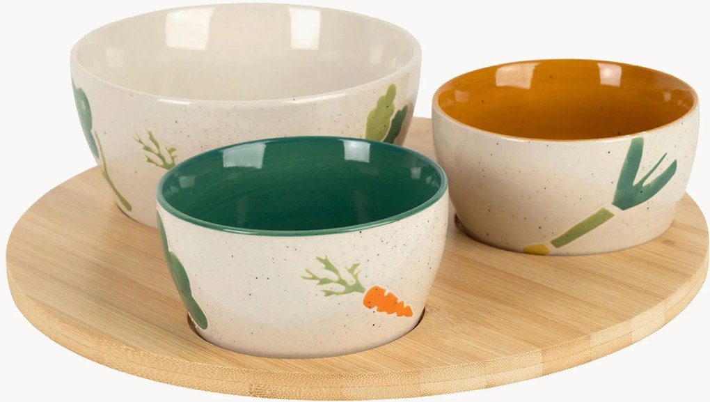 Taças com tabuleiros de bambu Ptit Legume, conjunto de 8