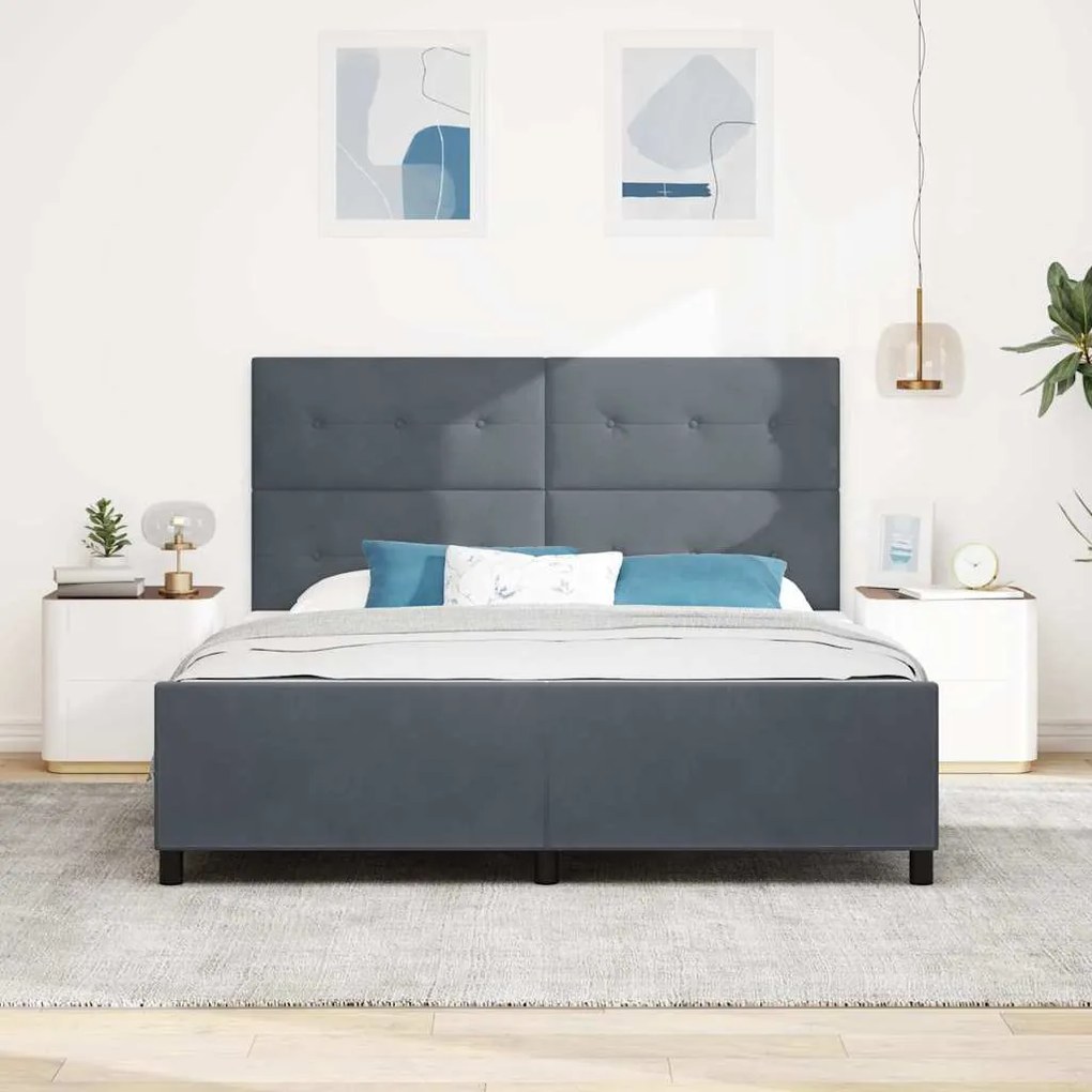 Estrutura de Cama vidaXL Cinza Escuro 180x200 cm Veludo