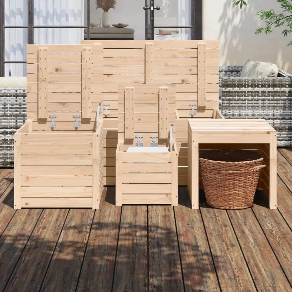 4 pcs conjunto de caixas de jardim madeira de pinho maciça