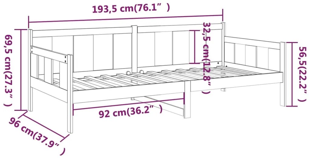 Sofá-cama 90x190 cm madeira de pinho maciça castanho mel