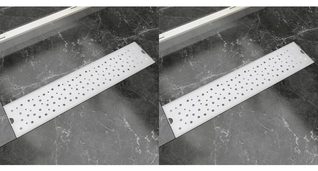 VidaXL Dreno de chuveiro linear 2 pcs bolhas 530x140 mm aço inoxidável