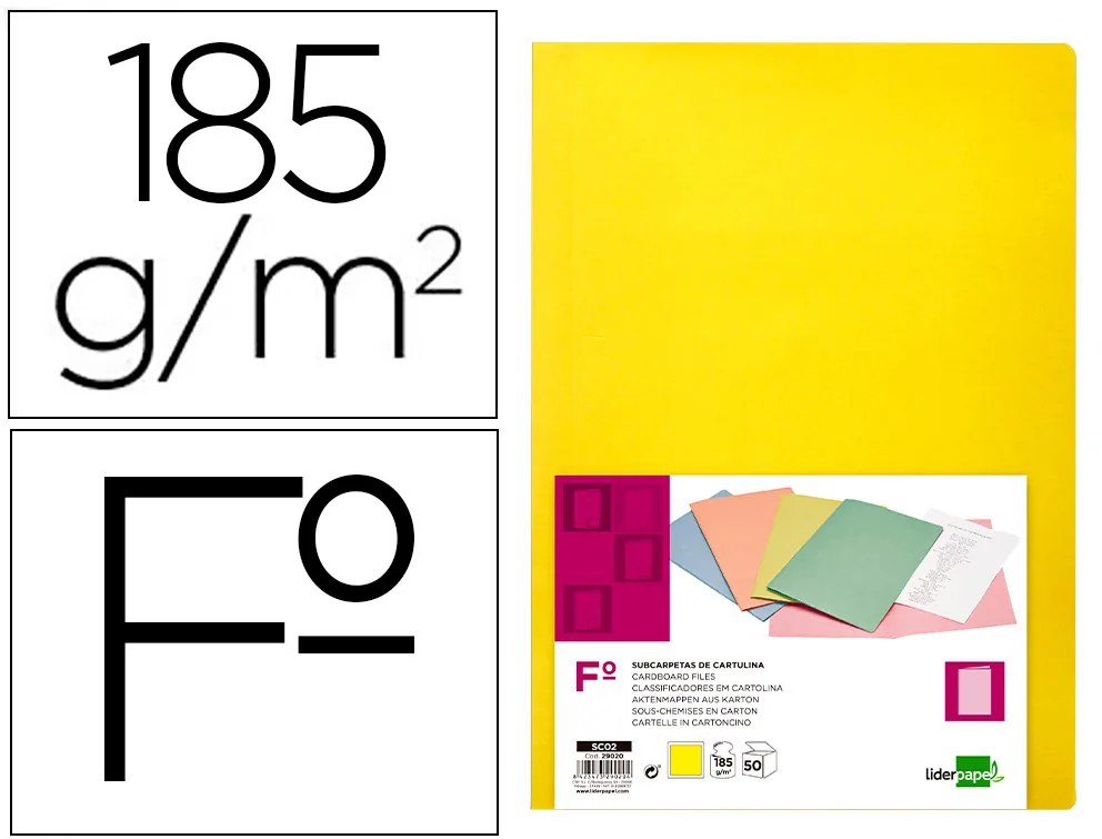 Classificador em Cartolina de 180 Grs, Folio, Amarelo Intenso