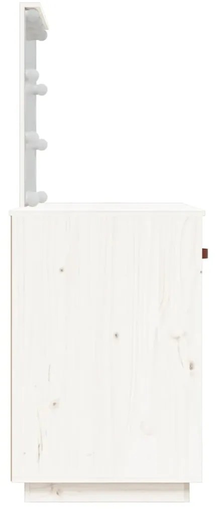 Toucador com luzes LED 95x50x133,5 cm pinho maciço branco