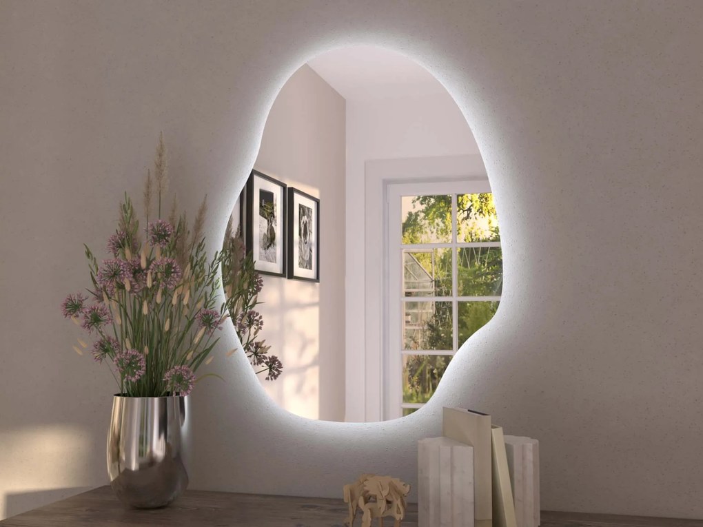 Espelho LED orgânico com iluminação A37 60×80