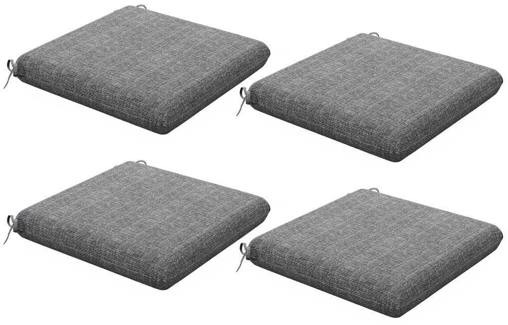 Outsunny Conjunto de Almofadas para Cadeiras 47x47x7 cm Conjunto de 4 Peças Almofadas para Cadeiras de Jardim Impermeáveis Cinza