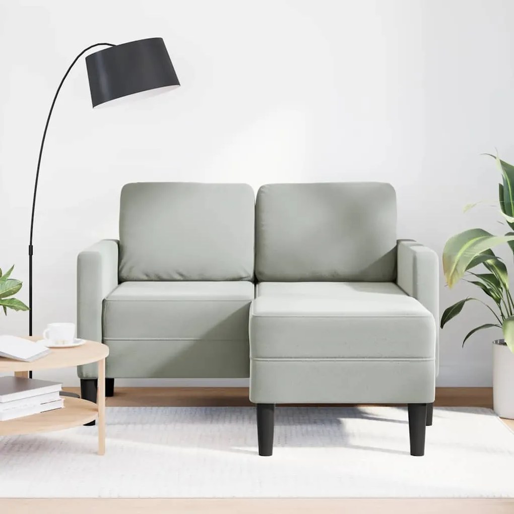 Sofá 2 lugares com Chaise em L 125 cm veludo cinzento-claro