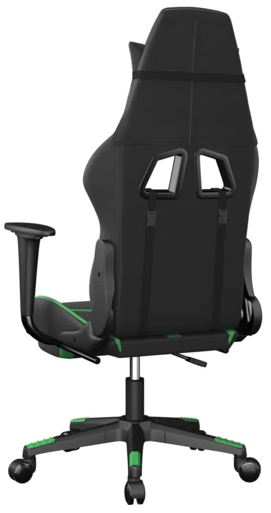 Cadeira gaming massagens c/ apoio pés couro artif. preto/verde