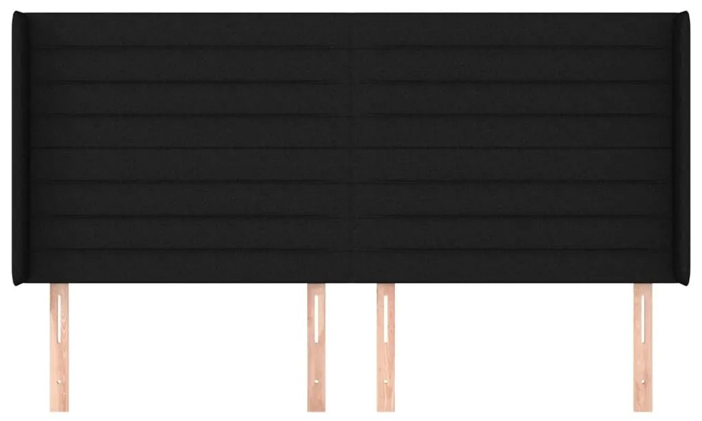 Cabeceira de cama c/ abas tecido 163x16x118/128 cm preto