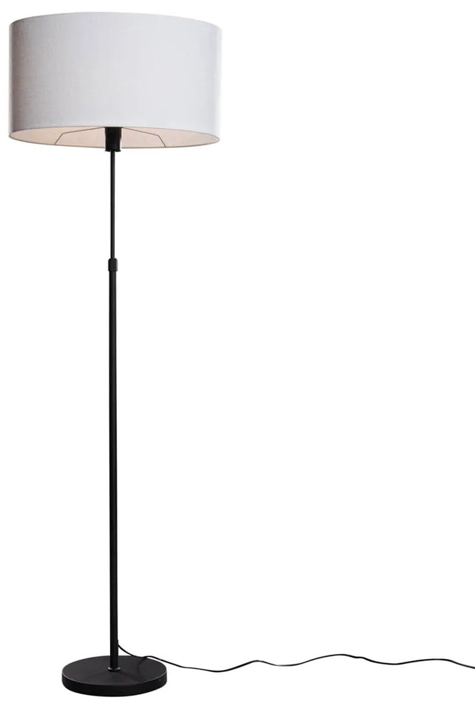 Vloerlamp zwart met ovale linnen kap wit 50cm - Parte Moderno