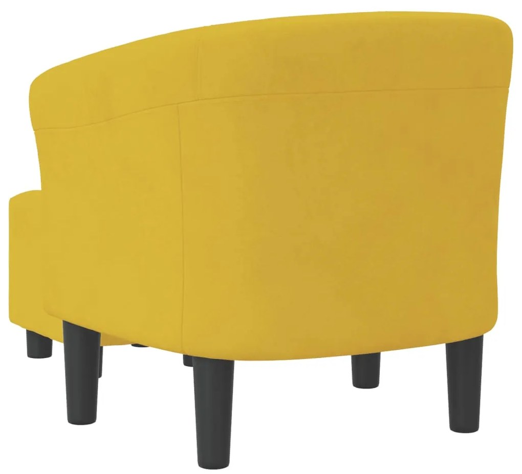 Poltrona com apoio de pés veludo amarelo