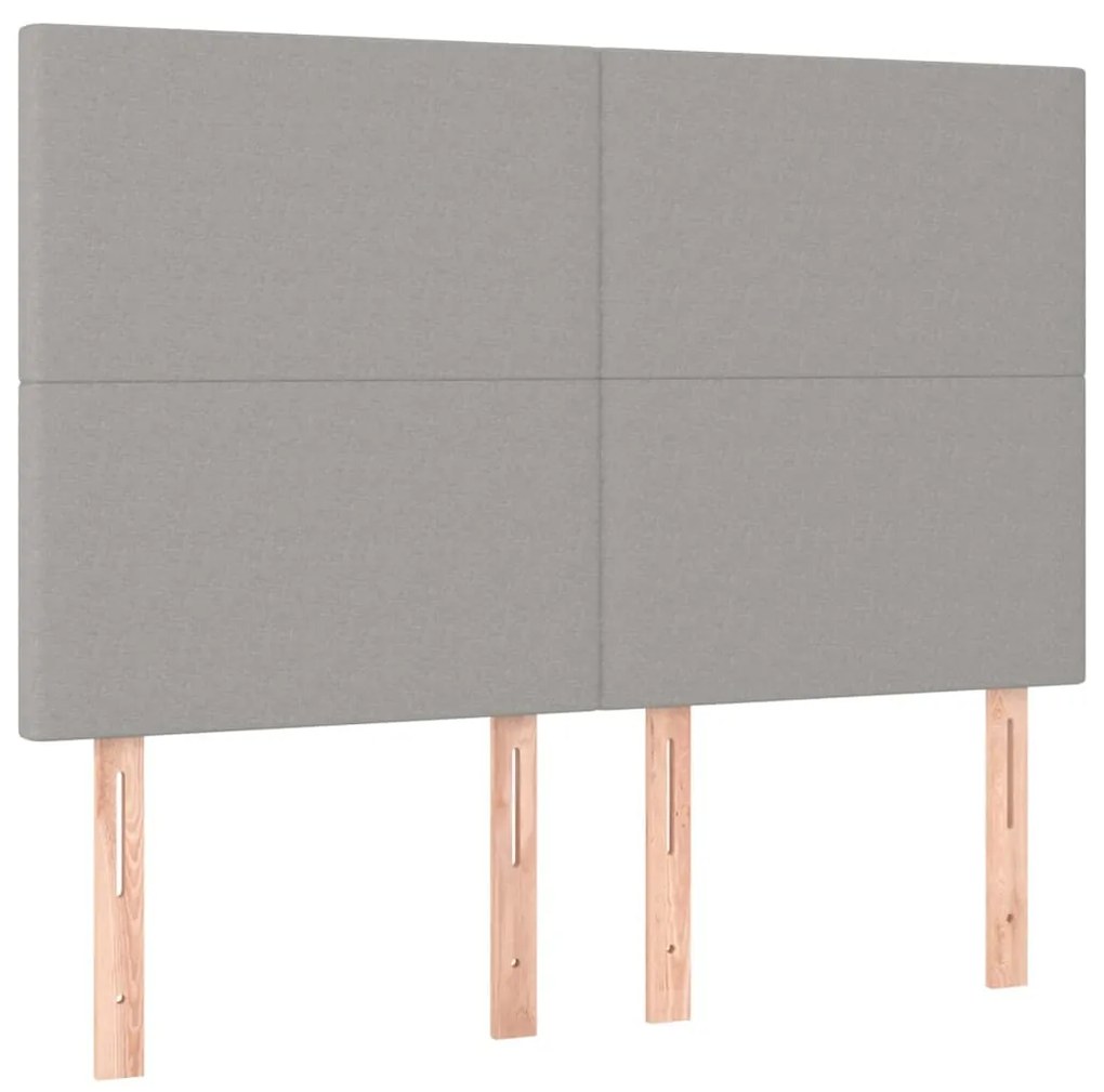 Cama box spring c/ colchão e LED 140x190 cm tecido cinza-claro