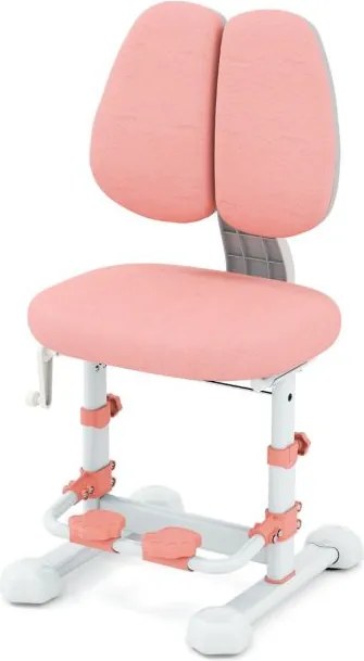 Conjunto de secretária e cadeira infantil com estante e gaveta Superfície inclinável Cadeira com altura e encosto ajustáveis Rosa