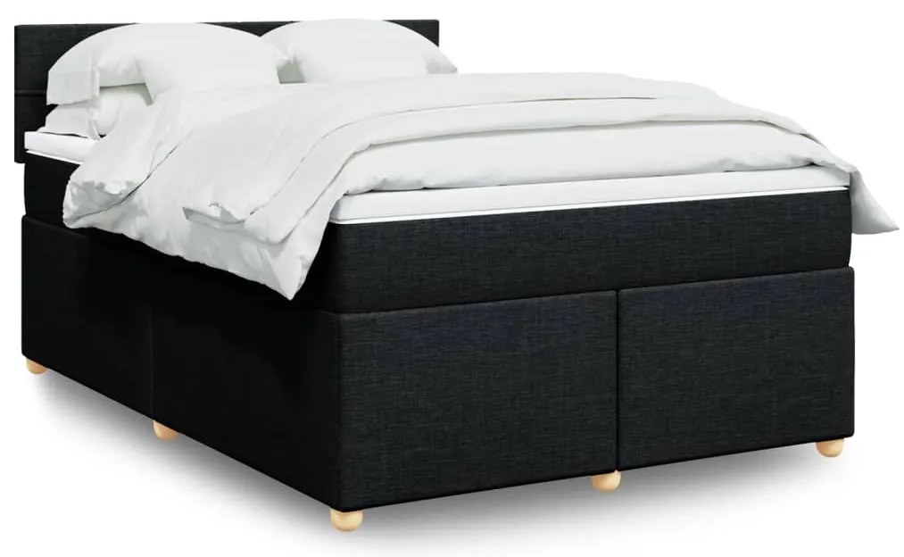 Cama com molas/colchão 160x200 cm tecido preto