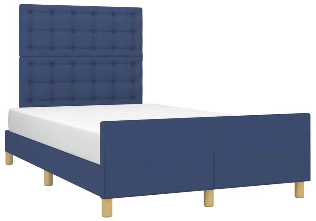 Estrutura de cama sem colchão 120x190 cm tecido azul