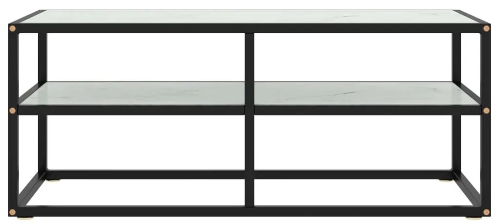 Móvel de TV 100x40x40 cm vidro mármore branco