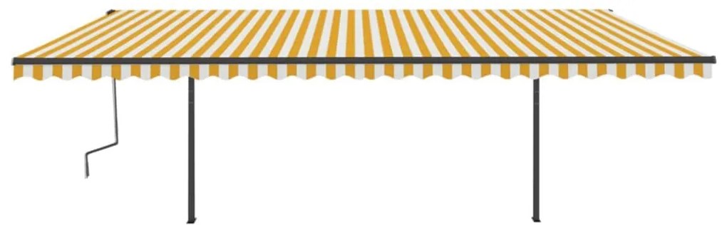 Toldo retrátil manual com postes 6x3 m amarelo e branco