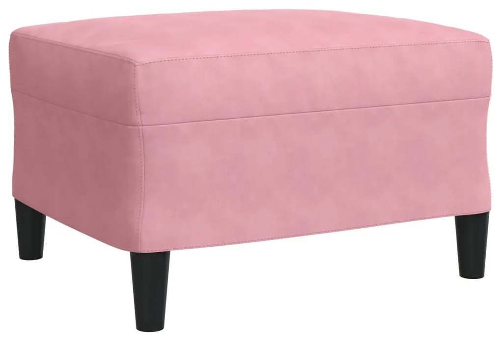 3 pcs conjunto de sofás com almofadões e rolos veludo rosa
