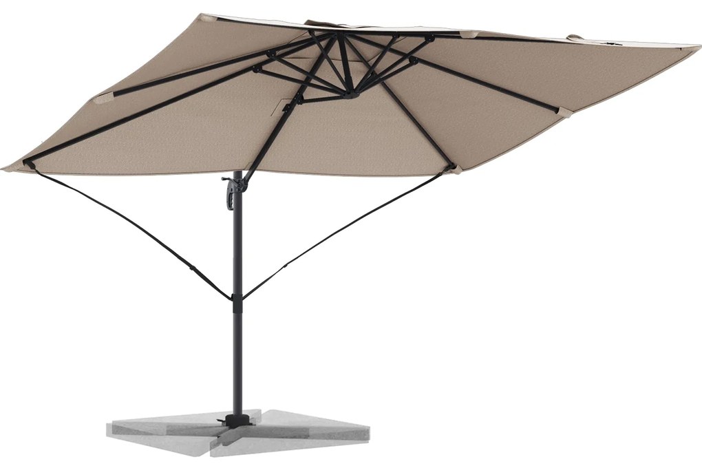 Guarda-sol de Braço Articulado Taupe Poliéster Grande Dobrável