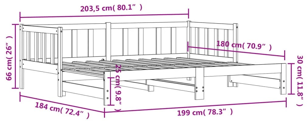 Sofá-cama com gavetão 90x200 cm madeira de pinho maciça branco