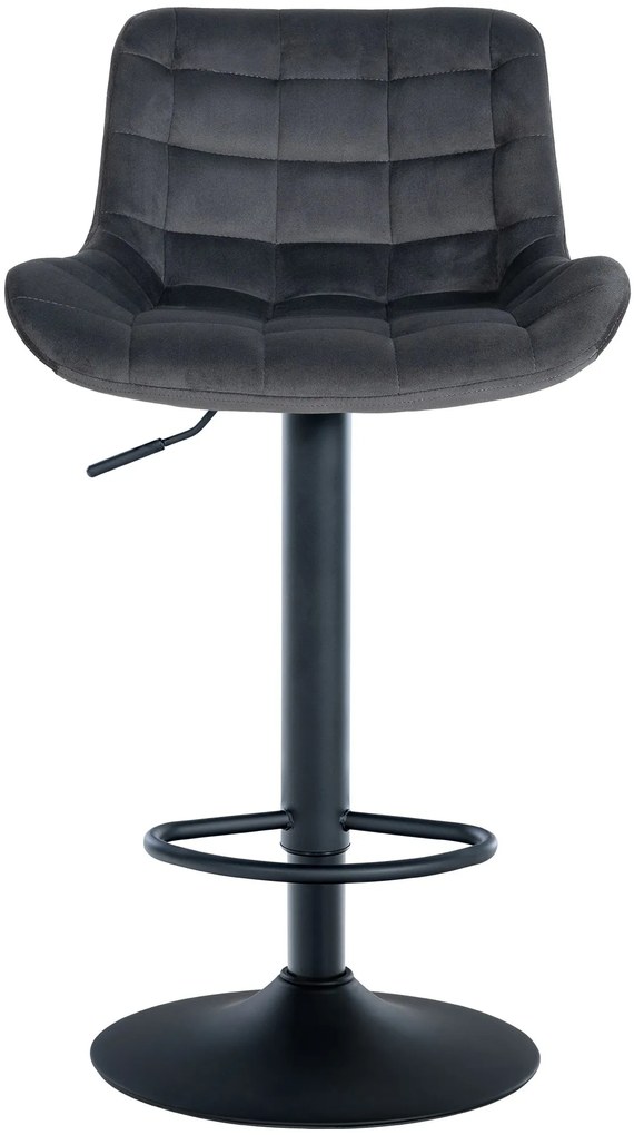 Conjunto de 2 bancos de bar Tover em veludo com estrutura preta 48 x 81-105 x 54 cm Cinzento escuro