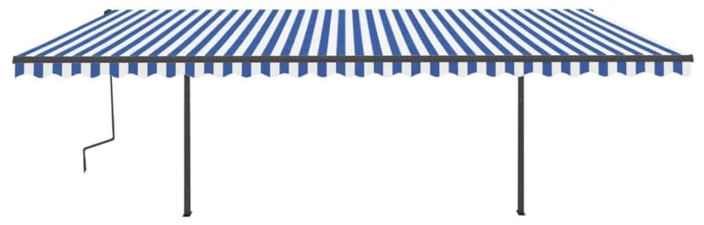 Toldo automático c/ LED e sensor de vento 6x3,5 m azul e branco