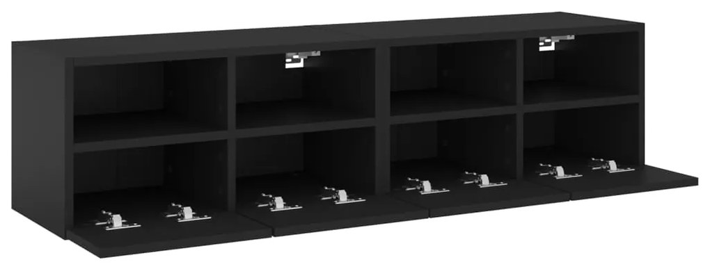 Móveis de parede p/ TV 2 pcs 60x30x30cm derivados madeira preto