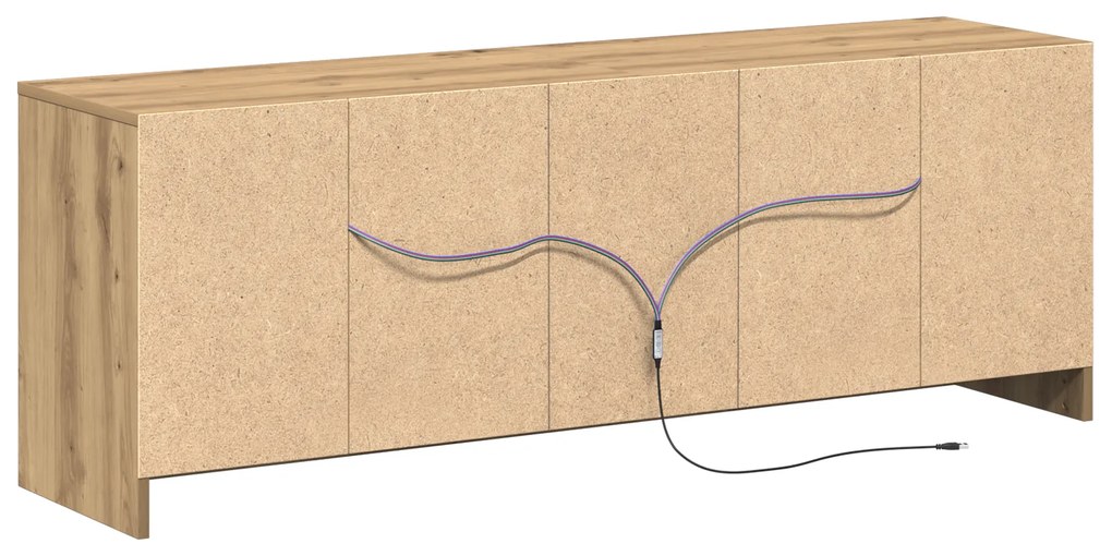 Armário de TV com LED em Carvalho Artesanal 139,5x34x50 cm, Feito de M