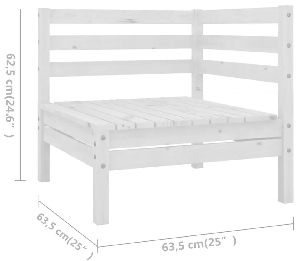 5 pcs conjunto lounge de jardim pinho maciço branco