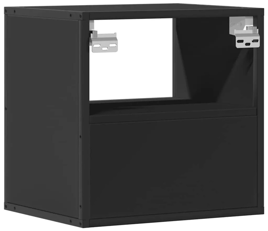 Mesas de cabeceira de parede 2 pcs 40x31x39,5 cm preto