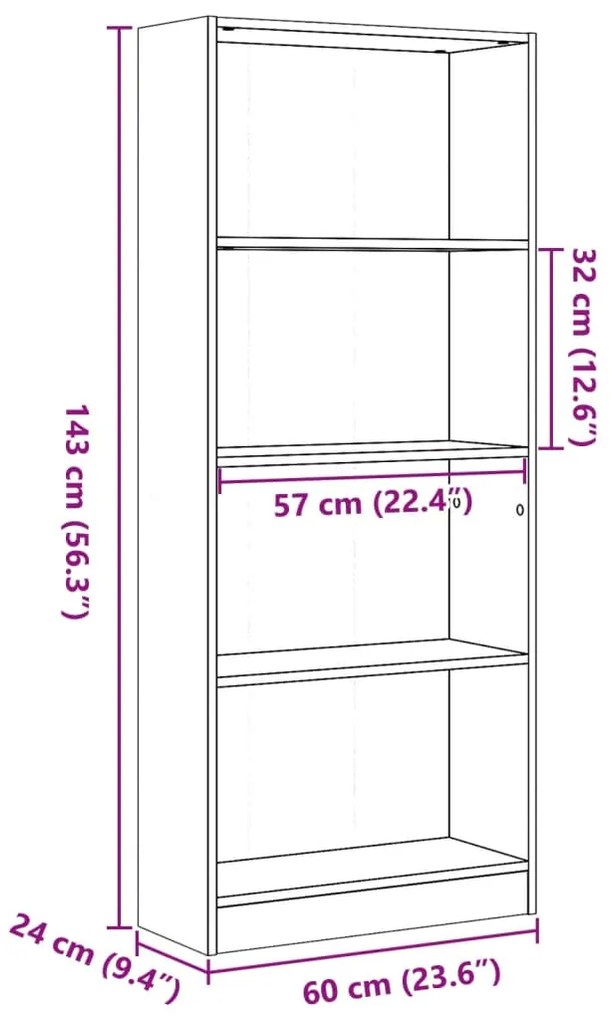 Estante 60x24x143 cm derivados de madeira carvalho sonoma