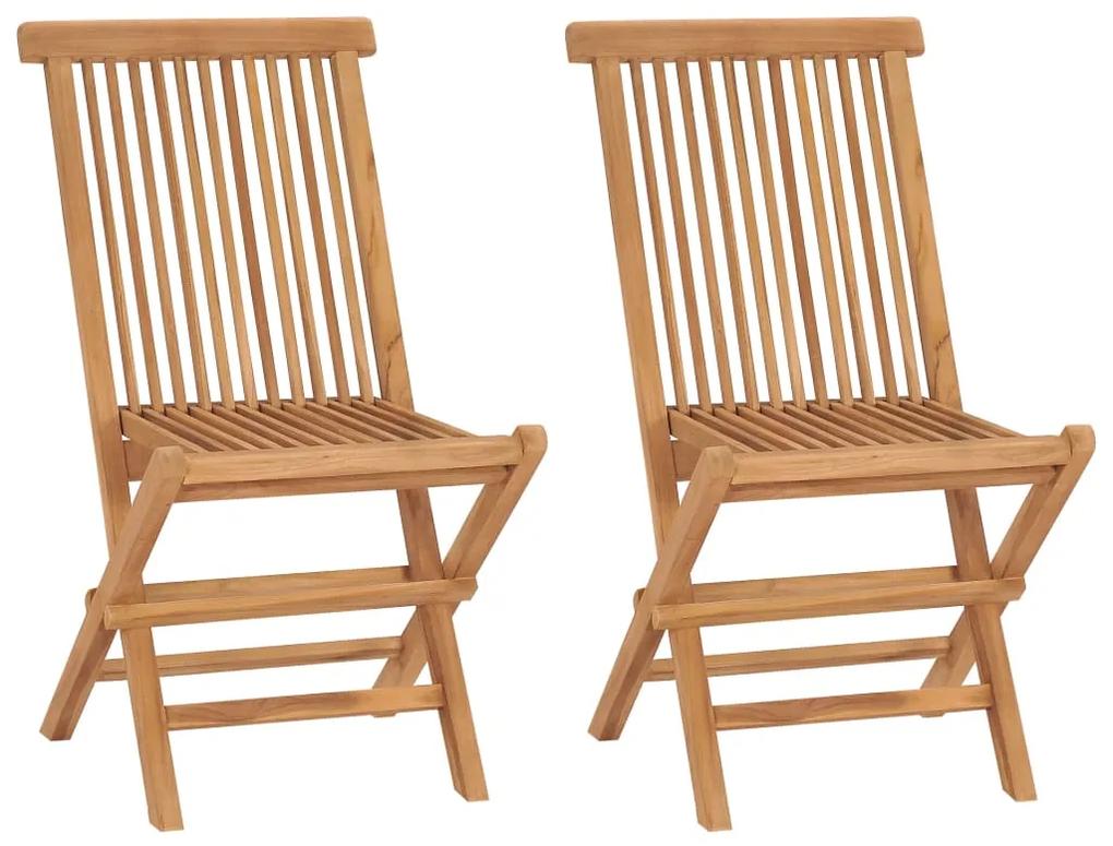 315441 vidaXL Cadeiras de jardim dobráveis 2 pcs madeira de teca maciça