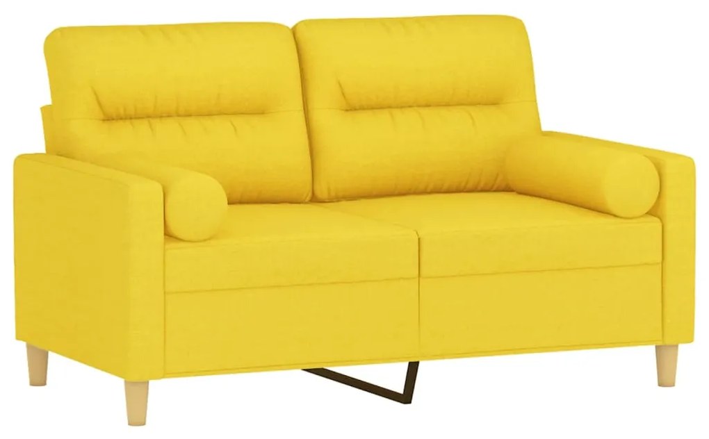 Sofá 2 lug. + almofadas decorativas 120 cm tecido amarelo-claro