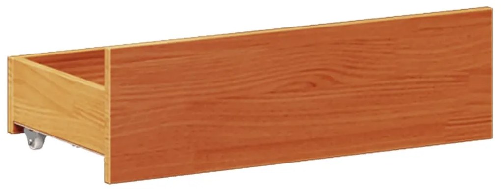 Cama sem colchão com cabeceira pinho maciço castanho-mel