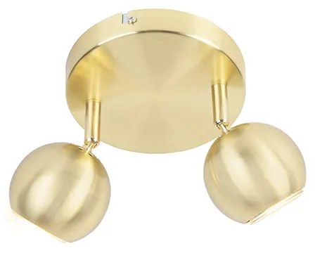 Foco redondo retro em latão com placa de teto 2 luzes - Gissi Moderno