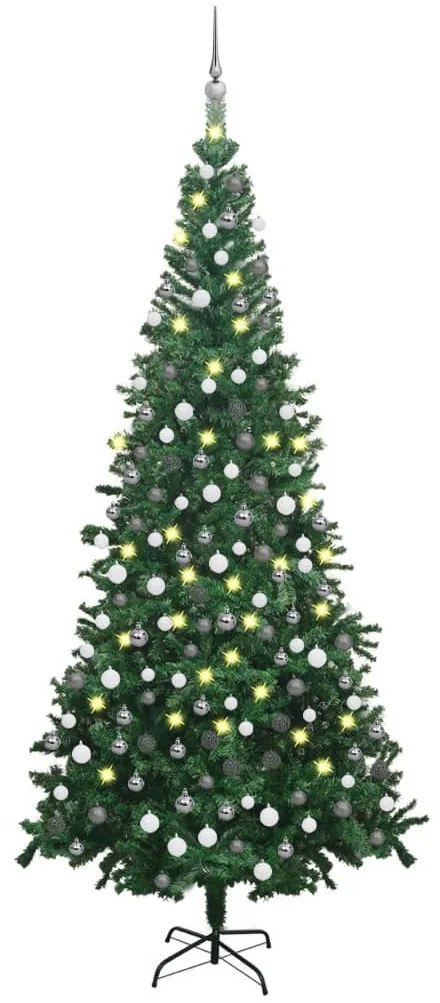 vidaXL Árvore Natal artificial pré-iluminada c/ bolas verde